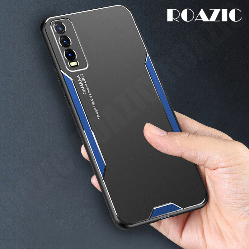 ROAZIC For Vivo Y20 Y20s Y20i Y20i 2021 Y12s Phone Case Metal Frosted Back Shell Soft TPU Frame Casing Ultra-thin Anti-fall Aluminum Cover