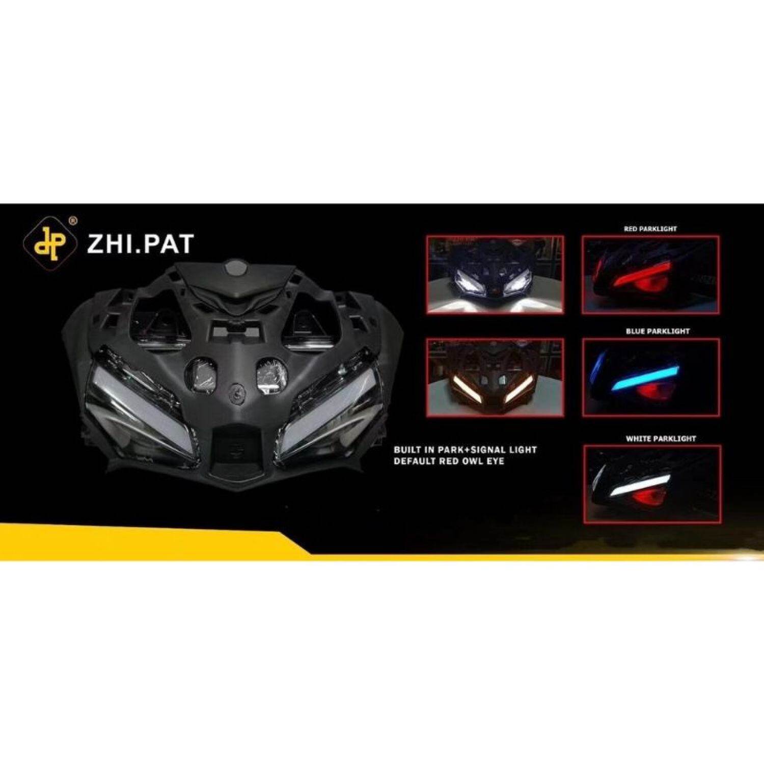 Đèn pha led, chóa đèn led zhipat cụm đèn pha led tích hợp xi nhan & mắt quỷ đỏ cho exciter 155vva, y16zr - hàng malaysia