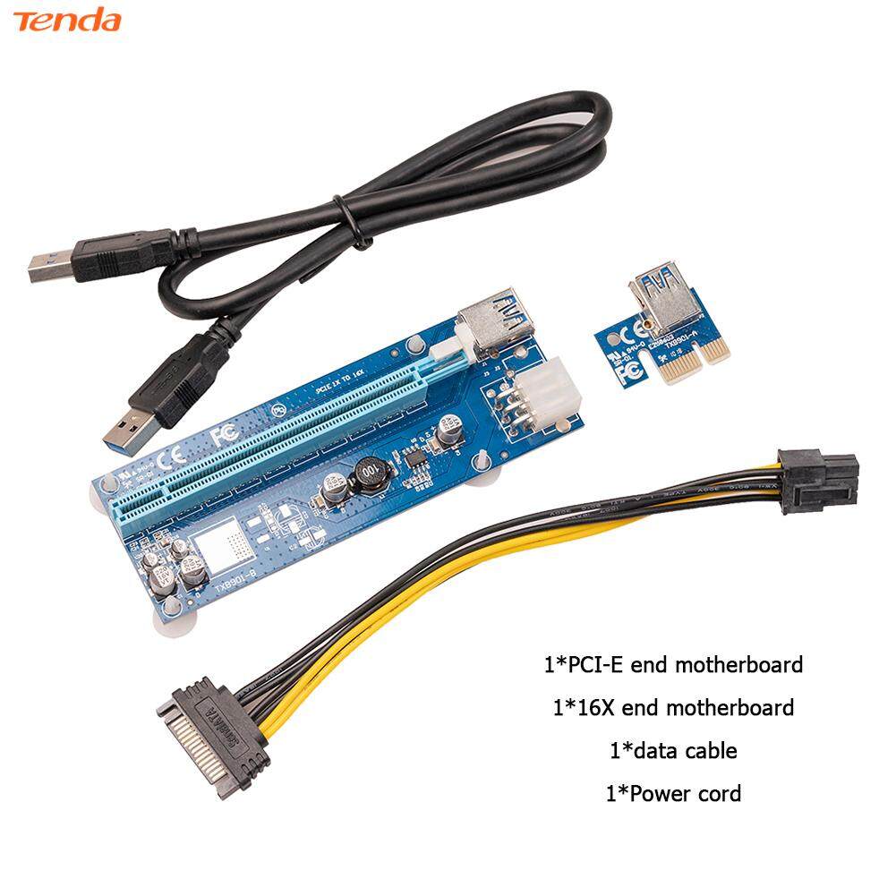 USB 3.0 Pcie PCI-E Express 1x To 16x Extender Riser Card Adapter Power BTC Cable 