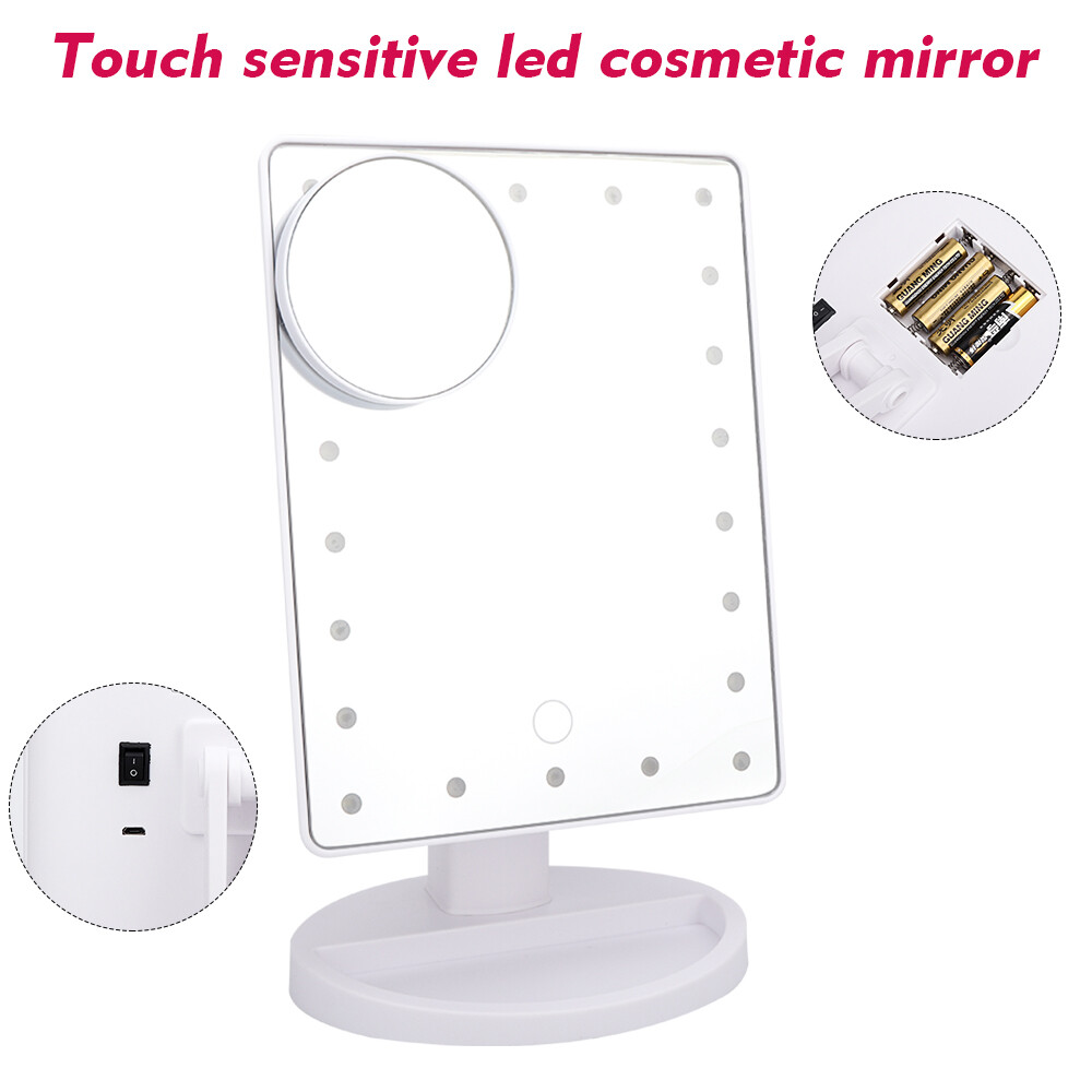 DECINIEE Vanity Lighted Makeup Mirror with 10X Magnifying Mirror 22 LED Lighted Mirror Touch Screen 180 Degree Rotation Cosmetic Mirror