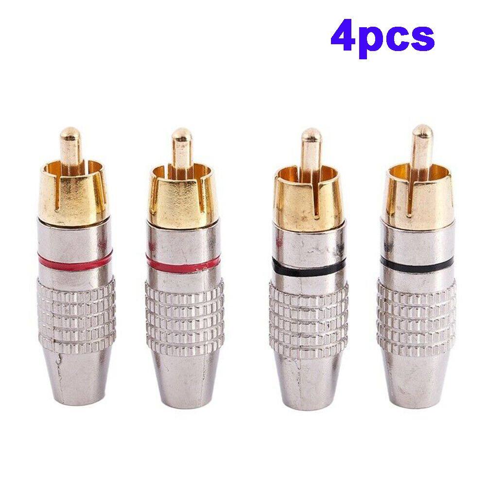 4pcs Solder-Free AV Cable Audio Video Adapter Connector RCA RCA Male Plug