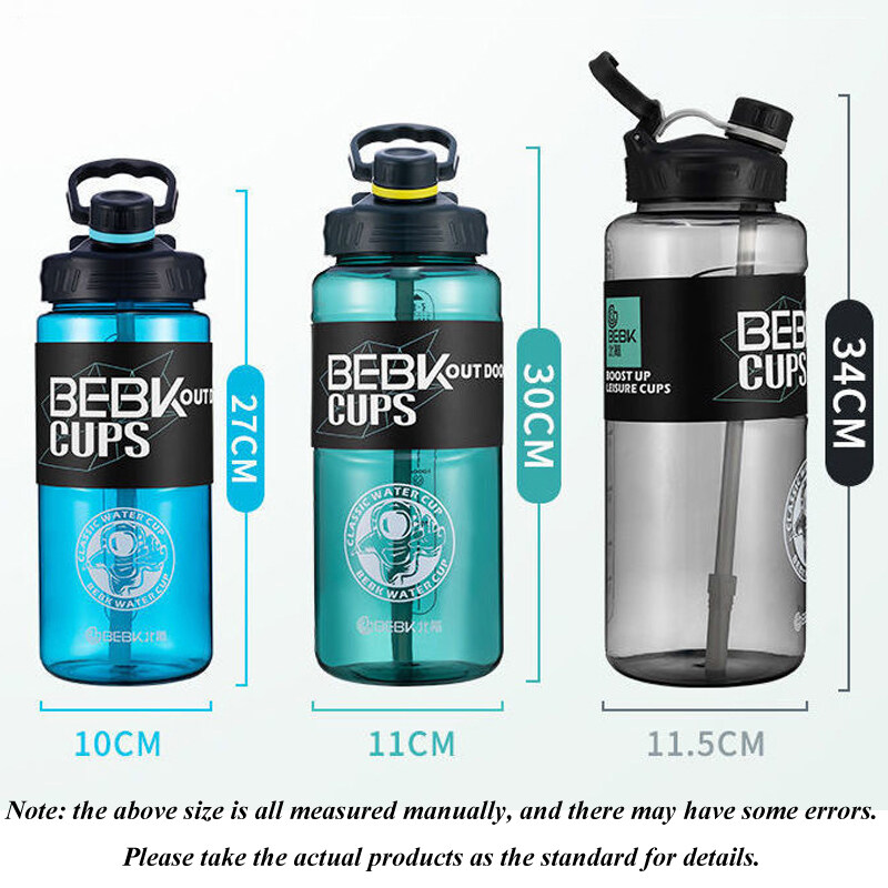 Cốc BEBK 1700ML/2300ML/3000ML Ấm Đun Nước Thể Dục Tập Gym Ngoài Trời Cầm Tay Bình Nước Thể Thao Bình Nước Chống Rò Rỉ Chai Nước Dung Tích Lớn