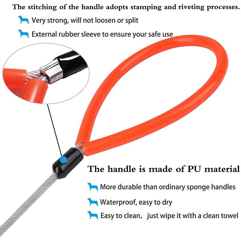 Bite Resistant Steel Wire Dog Leash Heavy Duty Comfortable Handle No