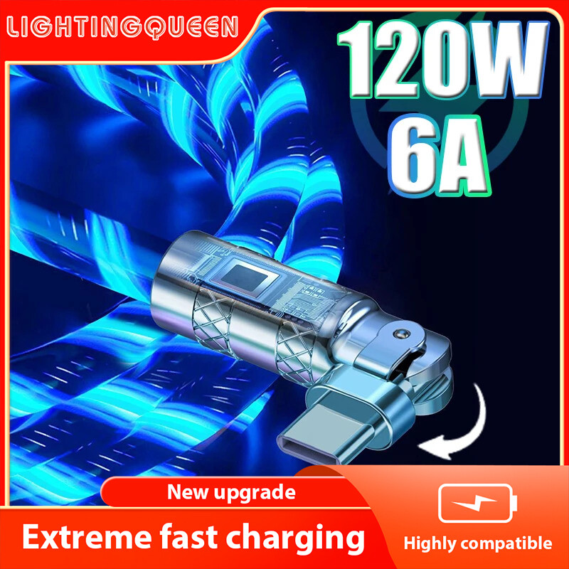 Streaming 180 Degree Machinist Elbow Streaming Data Cable for Android Huawei Apple Mobile Phone USB Charging Cable