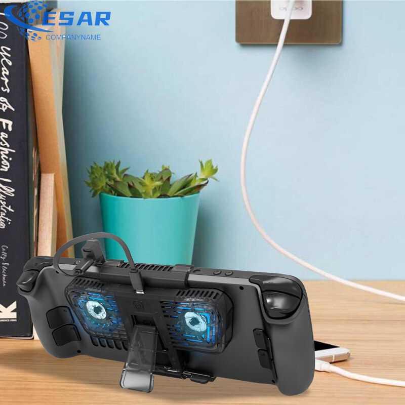 Ergonomic Cooling Fan With Bracket Compatible For Steamdeck / Switch / Oled Host With Dual C-port Adapter