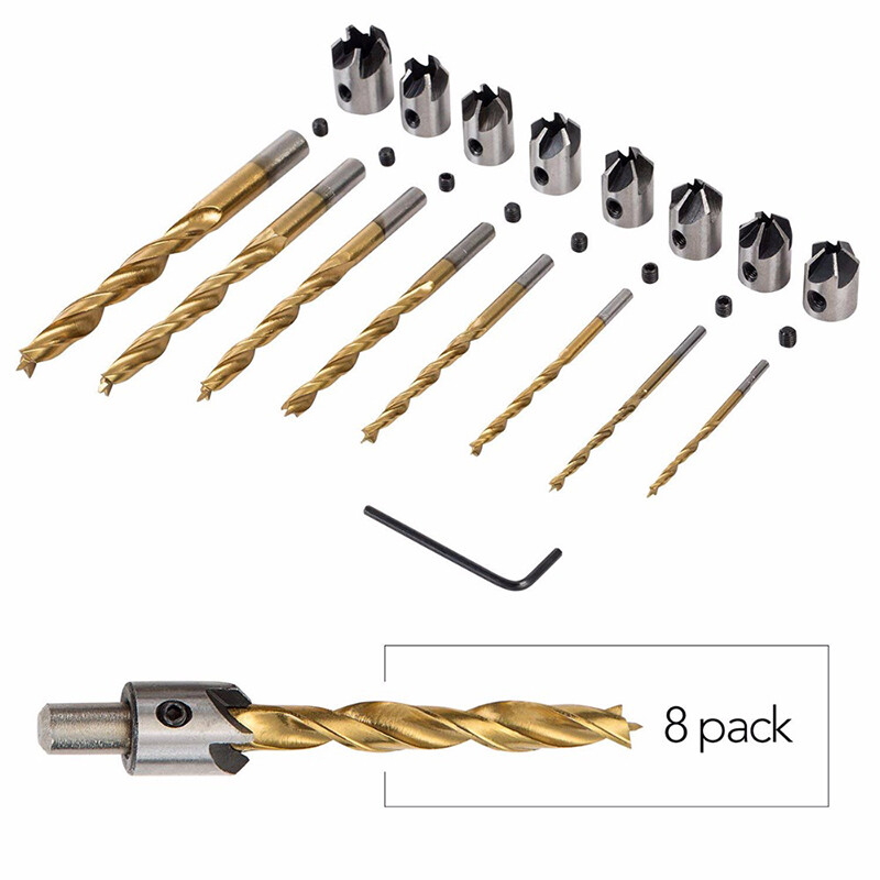 [Ready stock] KIPRUN 7Pcs  Flute Countersink Drills Bits countersunk head drilling Bit Set 3 Tips Woodworking drill 34567810mm