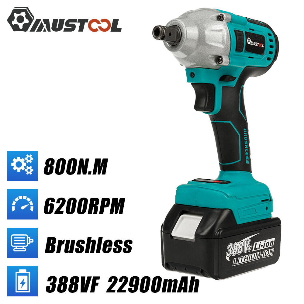 Mustool 388V 800N.M Brushless ประแจผลกระทบไฟฟ้า22900MAh แบตเตอรี่ประแจไฟฟ้า1/2 