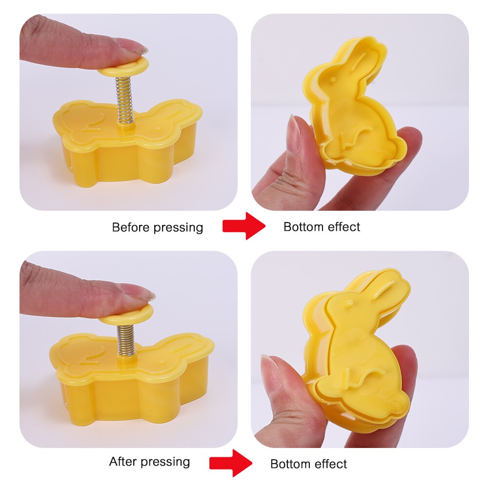YESPERY 4Pcs/Set Easter Biscuit Cookie Cutter Egg Rabbit Chick Butterfly Plastic Plunger Fondant Pastry Set Mold Decor Baking Tools