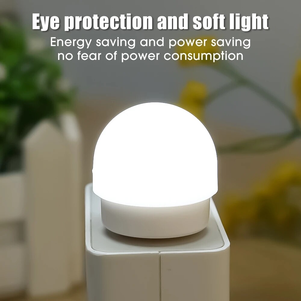 4PCS USB Plug Book Lights Computer Mobile Power Charging Led Night Light Eye Protection Reading Light Mini Round Desk Lamp Bulb