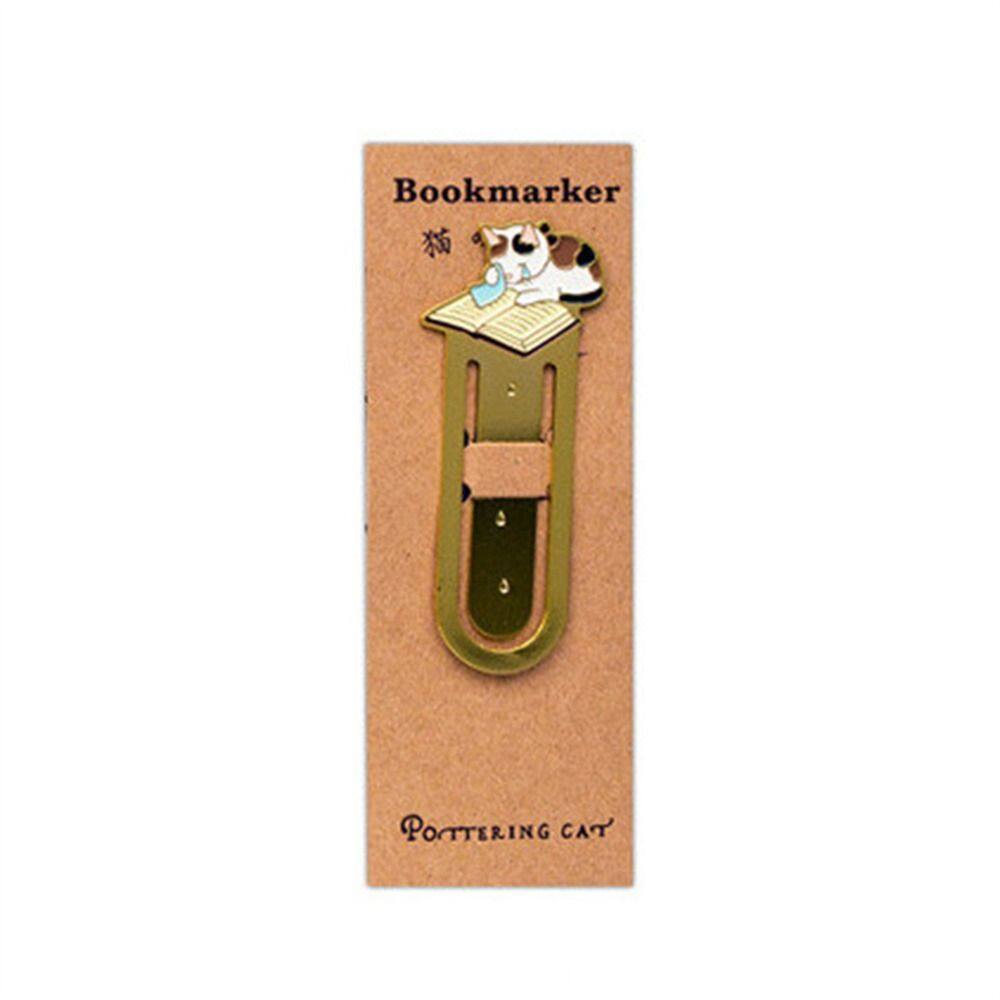 MMLUCK Office Supplies School Cartoon Paper Cilp Animals Reading Cat Bookmark Metal Bookmark Bookmark Kittens Book Mark