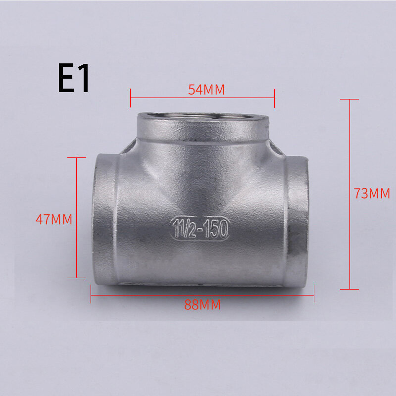 thumbnail image 2 of 2-Pack 304 Stainless Steel 1" NPT Tee Fittings - Female Threaded 3-Way Pipe Connectors 2 of 13