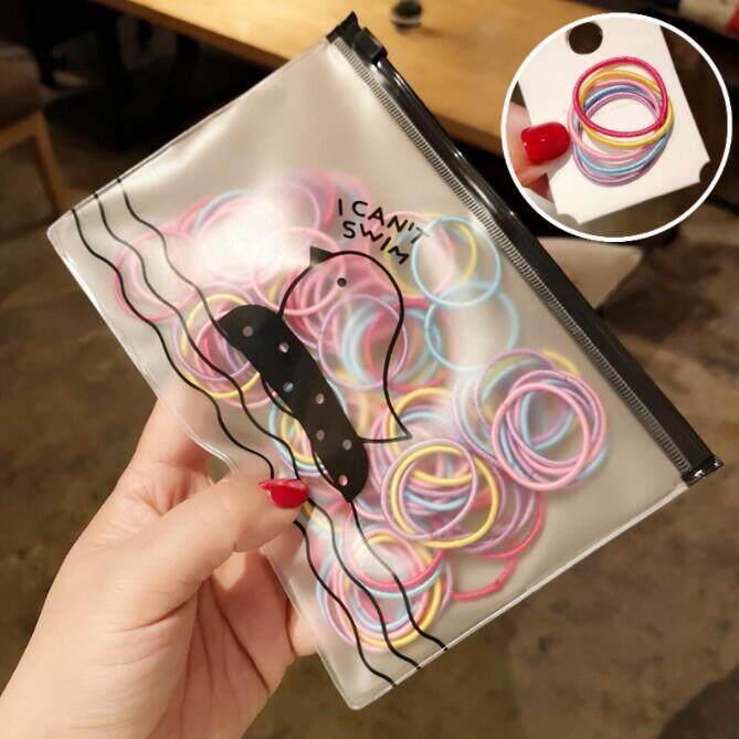 17 Dặm 100 Cái/túi Hàn Quốc Cô Gái Tóc Sợi Dây Tóc Đuôi Ngựa Co Giãn Màu, Phụ Kiện Tóc, Quà Tặng Dây Cao Su Trẻ Em