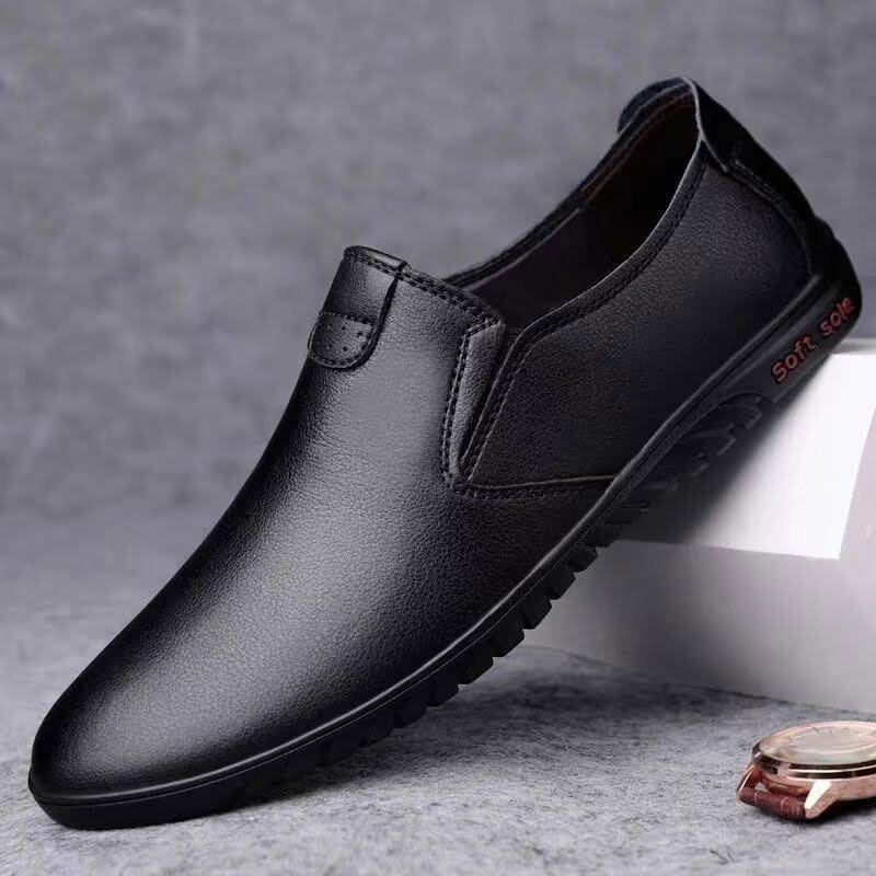  QiaoYiLuo Korean Edition New Autumn Fashion Casual Flat Sole Breathable Business Men's Leather Shoes 