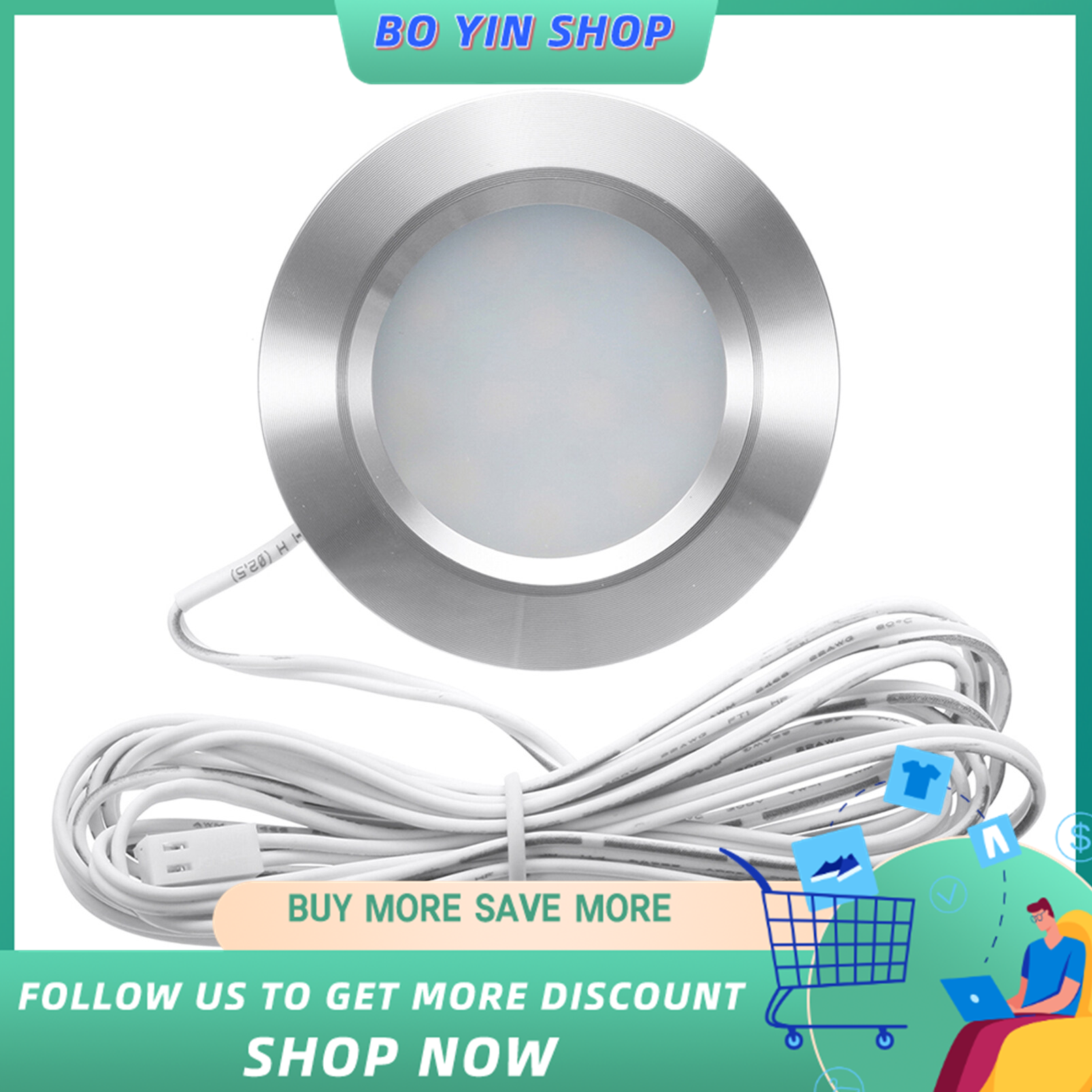 Recessed 12LED RV Boat Recessed Ceiling Light 12V Led Lights Round Shape Ultra-Thin Camper Interior Lighting Small Downlight with Cable