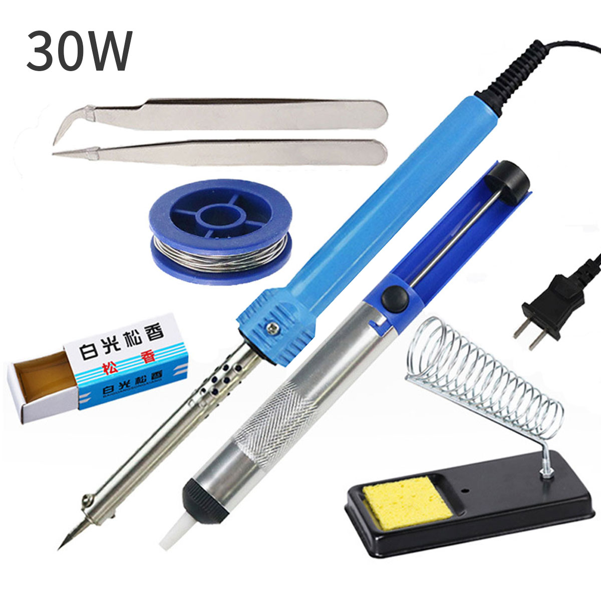 8in1 electronic iron 220v 30w diy electric solder starter tool kit set iron stand desolder pump
