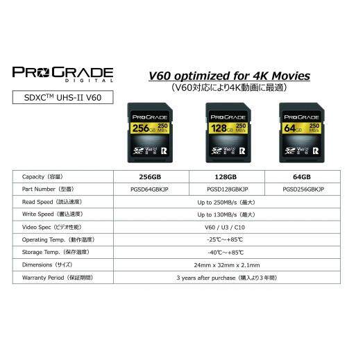 ProGrade Digital [SDXC UHS-II V60] GOLD 250R Memory Card (128GB