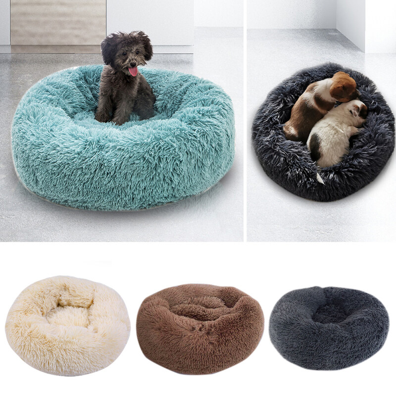 Dog Round Cat Mùa Đông Ấm Ngủ Giường Dài Sang Trọng Mềm Pet Làm Dịu Mat