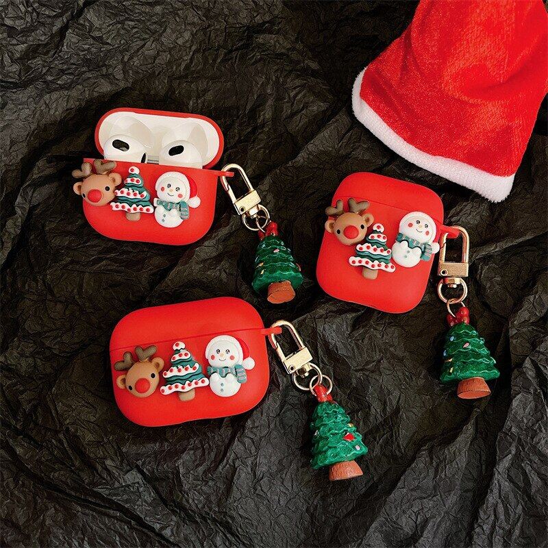 AUOVIEE Christmas Series For AirPods Pro Apple Airpods 1/2/3 Bluetooth Wireless Headset Protective Cover Creative Soft Shell Pendant