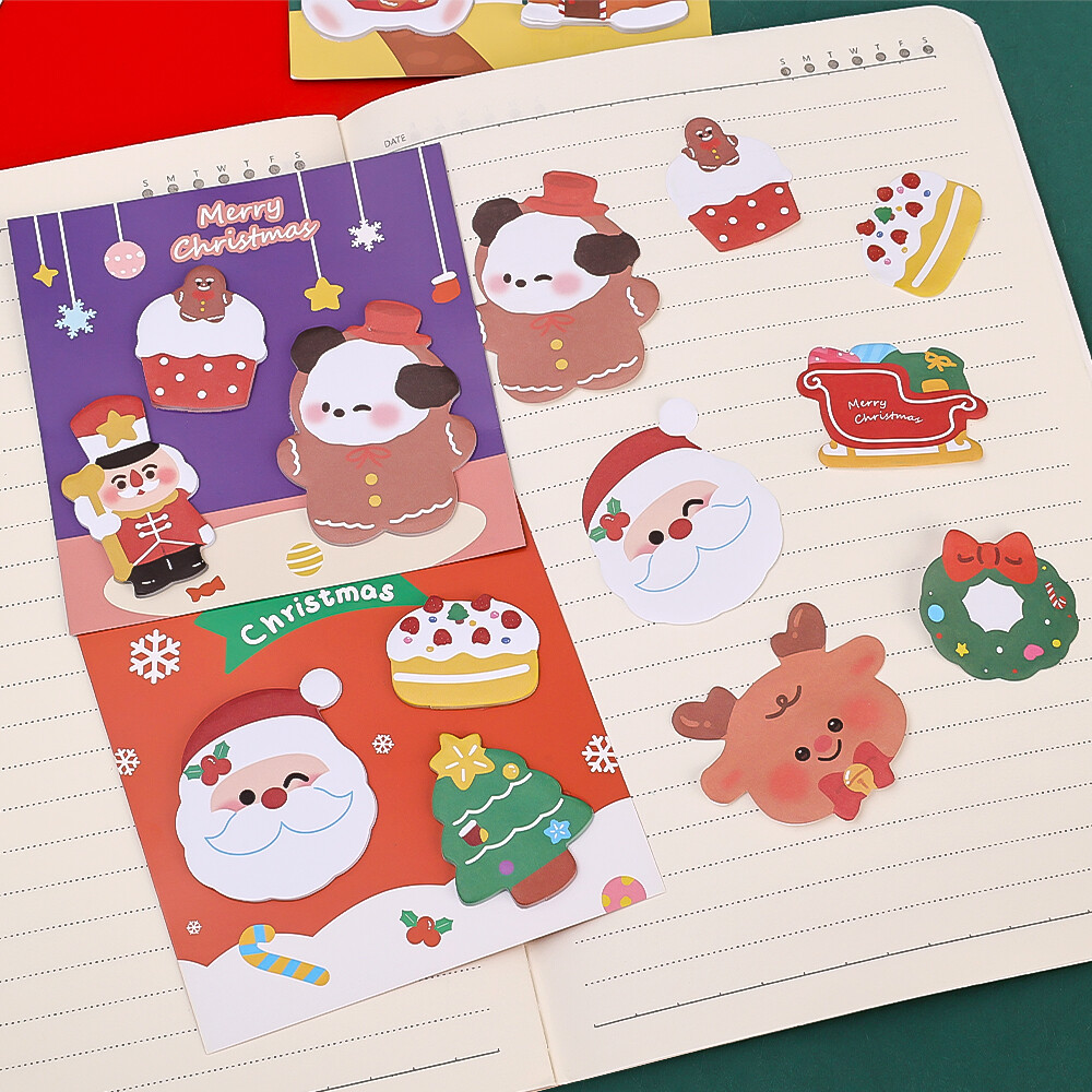 60Sheets Cartoon Christmas Sticky Notes Student Memo Notes Cute Hand Account Post-it Notes Xmas Gift