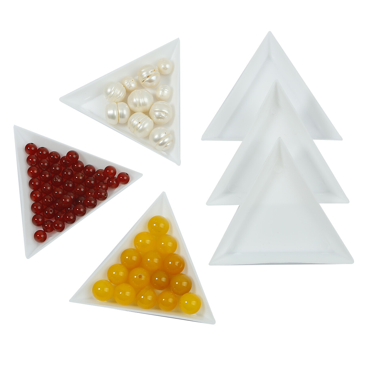 10Pcs Plastic Triangle Plate For Beads Organizer Storage Box Jewelry Display Tray White Containers Packaging Sorting Tools Jewelry Making Accessories