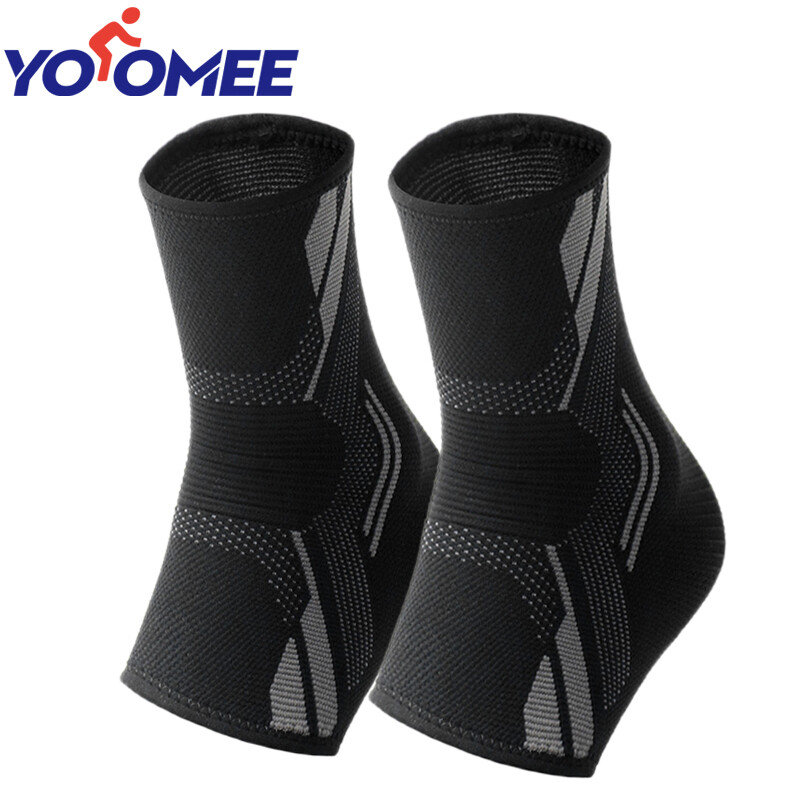 Yoomee 2 Pcs Ankle Brace Supports Compression Sleeve Relieves Plantar Fasciitis,Achilles Tendonitis Sprained Swelling Foot Brace-Exercise Sports Gym