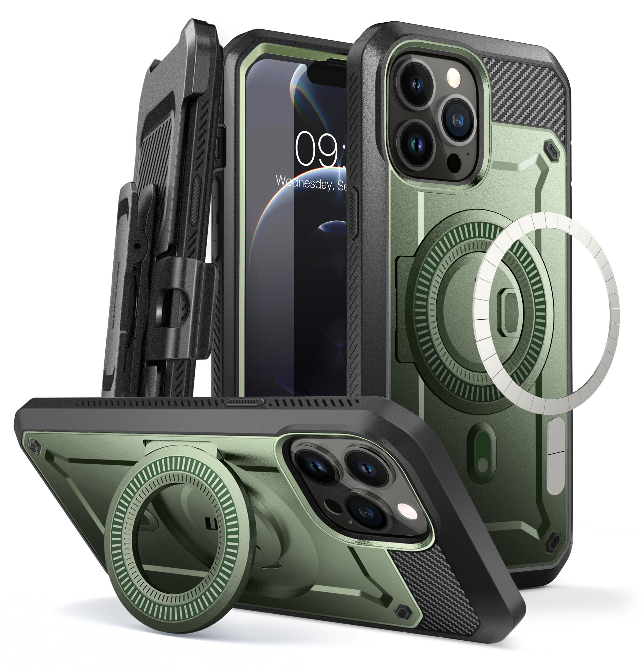 SUPCASE Unicorn Beetle Pro Mag Case for iPhone 13 Pro Max 6.7 Inch, Compatible with MagSafe Full-Body Rugged Belt-Clip Case with Built-in Screen Protector & Kickstand
