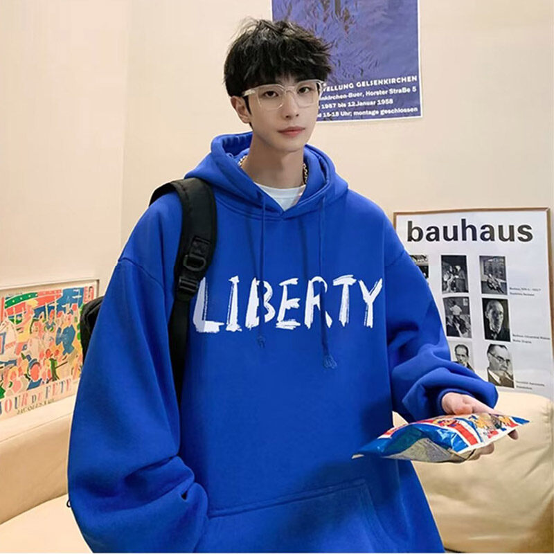 SUPEEON丨Áo Nỉ Có Mũ Cho Nam Áo Chui Đầu Có Mũ Trùm Đầu Thường Ngày Dáng Rộng Tay Dài Có Túi Lớn In Chữ Cho Học Sinh