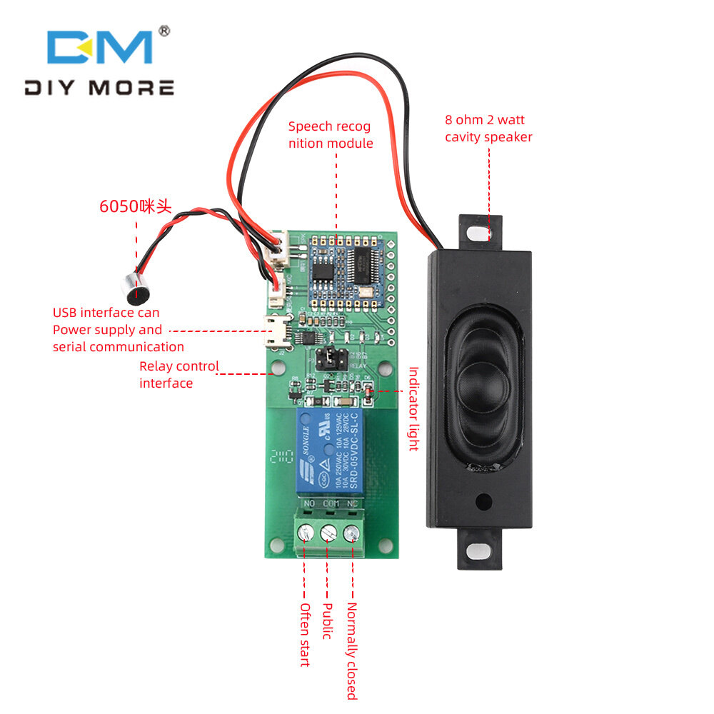 diymore HLK-V20 Mô-đun Điều Khiển Chip Nhận Dạng Giọng Nói Thông Minh, Mô-đun Cổng Nối Tiếp, Công Tắc Điều Khiển Bằng Giọng Nói Đánh Thức Tùy Chỉnh