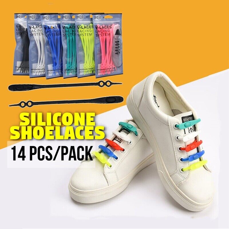 14Pcs/Set Easy No Tie Shoelace Elastic Silicone Flat Lazy Shoe Lace Set Kids 