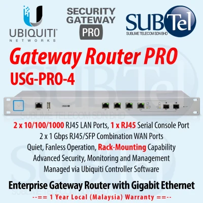 USG-PRO-4 Ubiquiti Networks Unified Security Gateway PRO - 4 port Controller Managed Gigabit Router with Firewall and VPN - UBNT Malaysia - Supporting DPI BGP IPv6 OSPF
