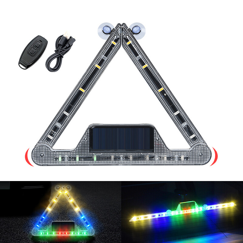 Foldable Car LED Reflective Triangle Light Emergency Breakdown Warning Night Road Safety Warning Lamp
