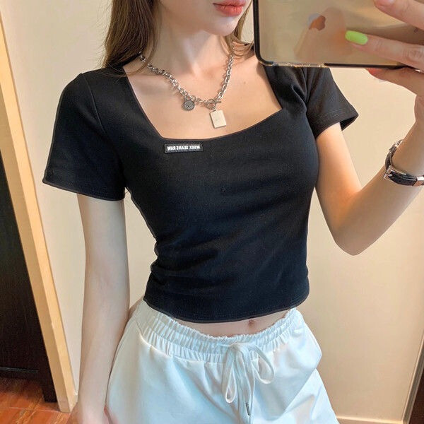 Áo Thun Nữ Ngắn Tay Cổ Vuông