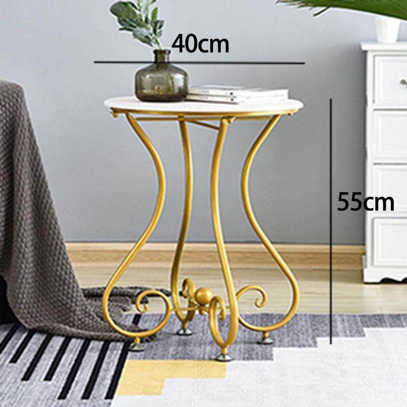 RuYiYu - 40x55cm, Simple Casual Small Round Table, European Wrought Iron Solid Wood Coffee Table, Sofa Corner Small Coffee Table
