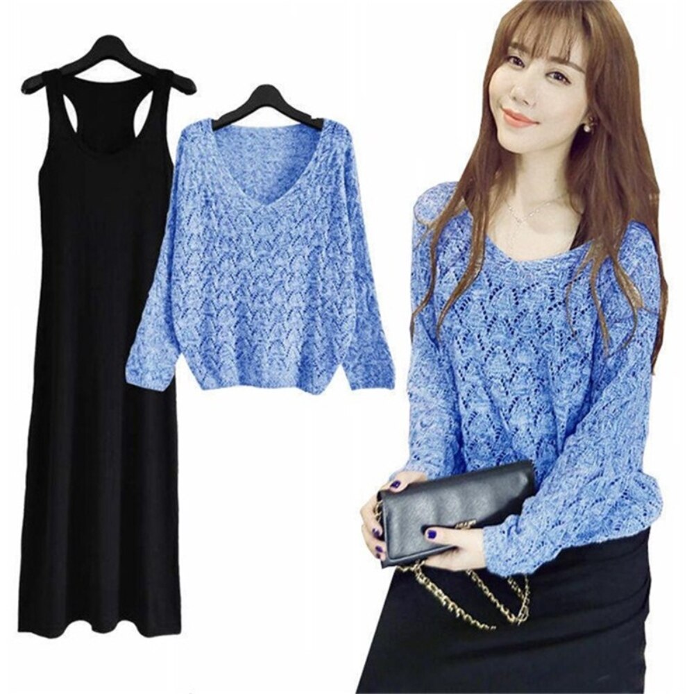 Girls Casual Dress & Cardigan Set (Size 5-12Y) - Adjustable Strap Sleeveless Dress With Button Cardigan