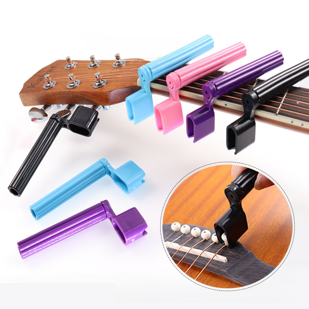 Enrouleur De Cordes De Guitare 2 En 1 - Noir, Avec Extracteur De Chevilles, Pour Guitare/basse/ukulélé