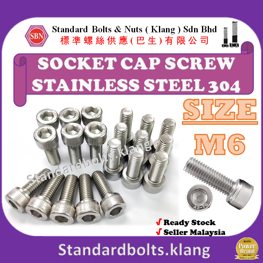 (20PCS PER PACK) [SIZE M6] Stainless Steel 304 Allen Key Socket Cap