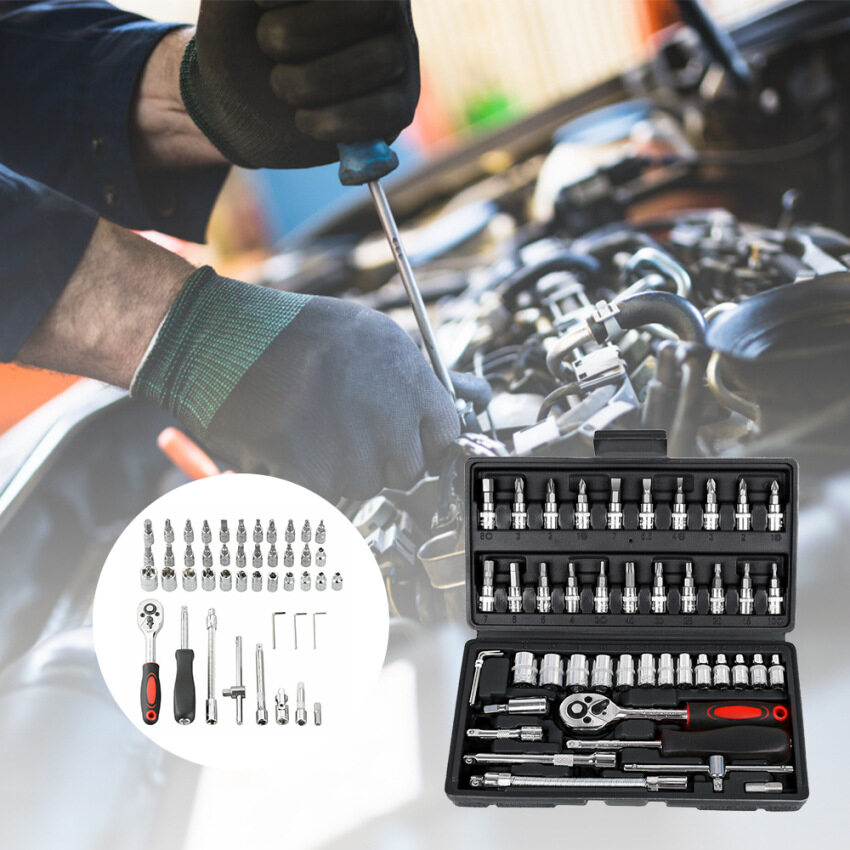 Berkualiti Tinggi】 + Dalam Stock】 46 Pcs Socket Set 1 4 Drive Sepana 