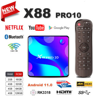 Tv Box Tvcc X88 Pro 10 Rk3318 Quad Core 5 Gam Wifi Bluetooth 4 0 Android 11 0