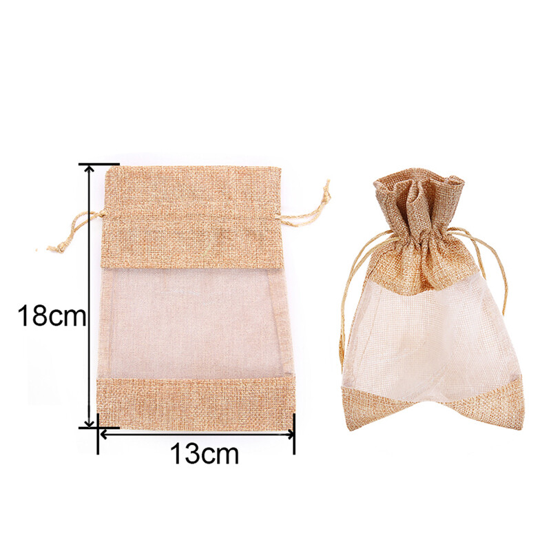 Pouch Drawstring Burlap Christmas Window Jewelry Drawstring Gift Linen Bundle Pocket Jute Sack Candy Gift Storage Food Bag