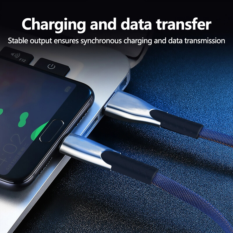 CrashStar 【Flat Braided Cable 】 3A 1M USB Cord Charging Cable Fast Charger For Type-C / Micro Android / IOS iPhone Flat Noodles 5 Colors Cable