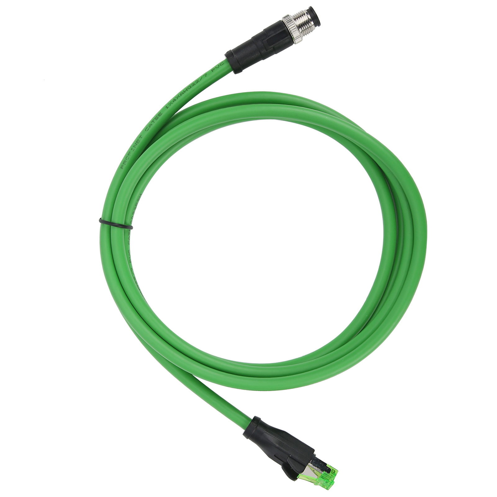 Patch Cord M12 RJ45 Connector Ethernet Shielded Cable 24 AWG Wire IP67 Waterproof