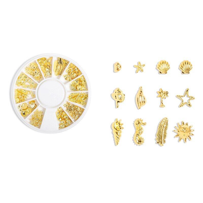 Nghệ Thuật Làm Móng 3D Đinh Tán Kim Loại Tròn Hình Đại Dương Sao Trăng Vàng Trang Trí Móng Tay Nghệ Thuật Quyến Rũ Tự Làm/Đinh Tán Móng Tay, Phong Cách Hỗn Hợp/Phụ Kiện Móng Tay