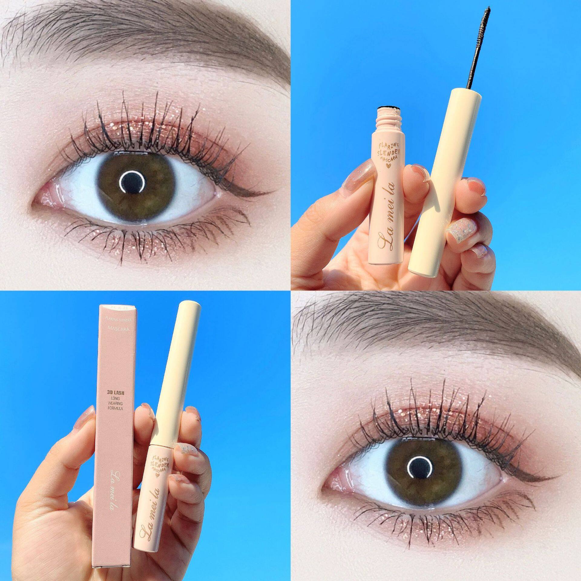 The Small Mascara Brush Head Is Waterproof Thick and Long and Curls Are Not Easy to Smudge and Set the Base