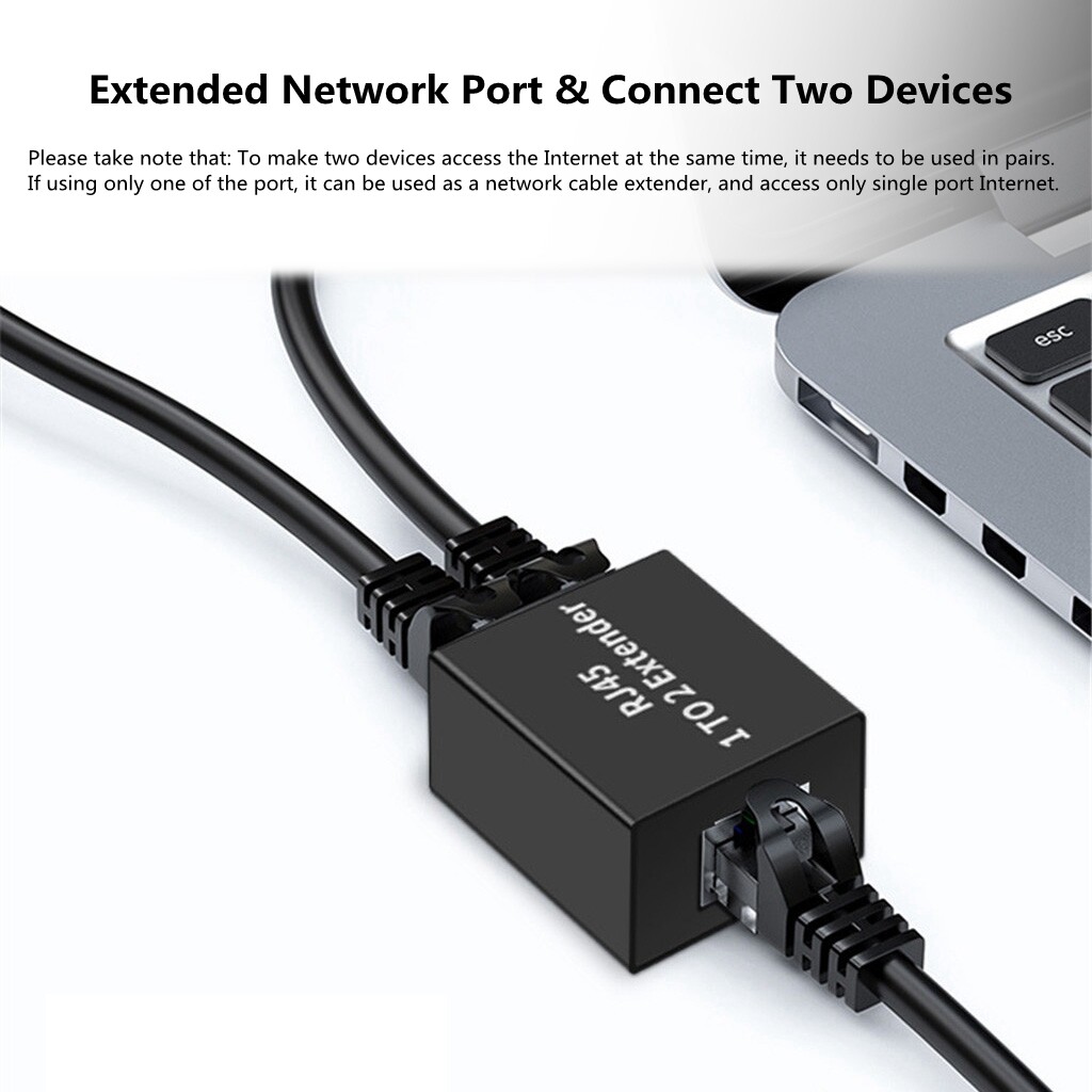 Đầu Nối Bộ Chuyển Đổi Mạng Đầu Nối Mở Rộng Mạng Cáp Chia, Bộ Chia Ethernet LAN Cổng Kép 1 Đến 2 RJ45