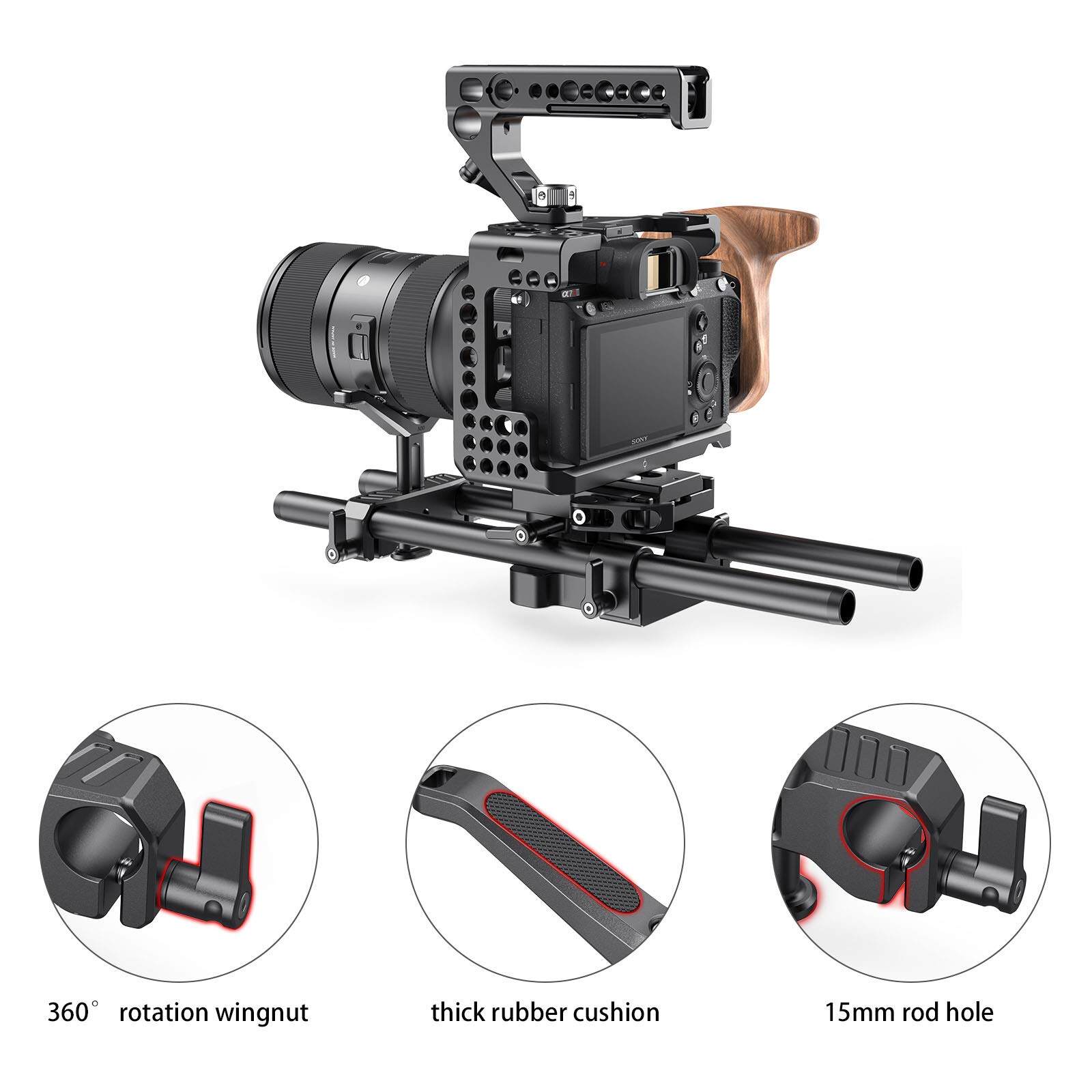 SmallRig Giá đỡ ống kính đa năng có phạm vi điều chỉnh chiều cao 34,5mm cho thanh LWS 15mm dành cho ống kính máy ảnh DSLR không gương lật BSL2680