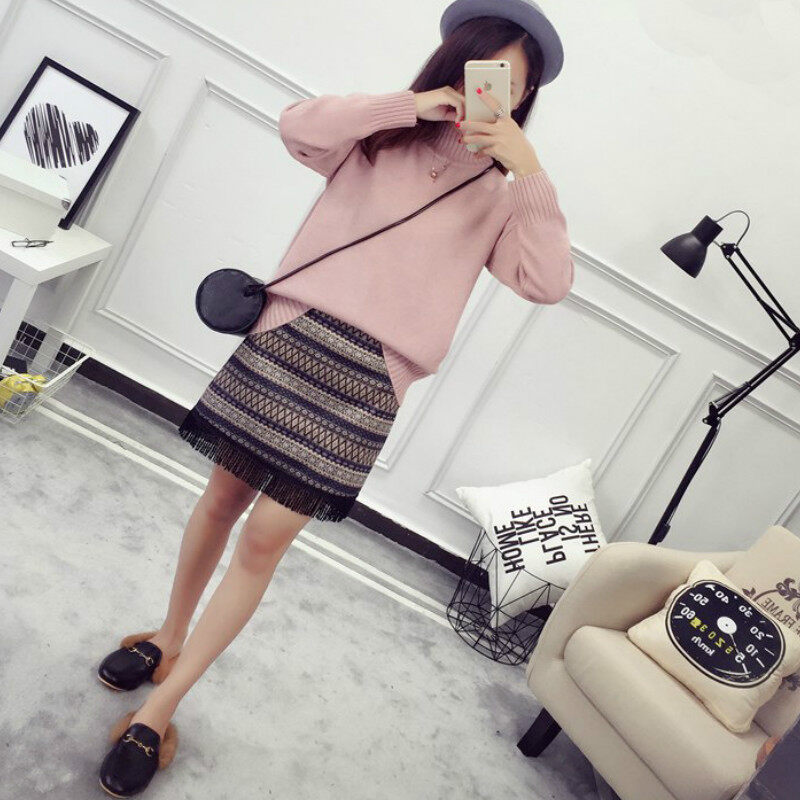 [Hàng có sẵn] áo len trắng chui đầu nữ nửa cổ cao Áo chui đầu dáng rộng cho học sinh