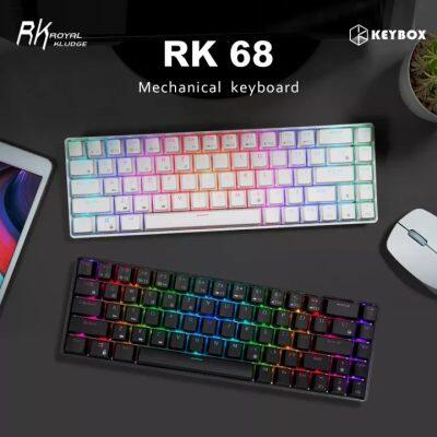 RK68 65% บลูทูธประเภท-C RGBคีย์บอร์ดเล่นเกมRK Switch Compact 68แป้นพิมพ์ไร้สายสำหรับPCคอมพิวเตอร์แล็ปท็อป