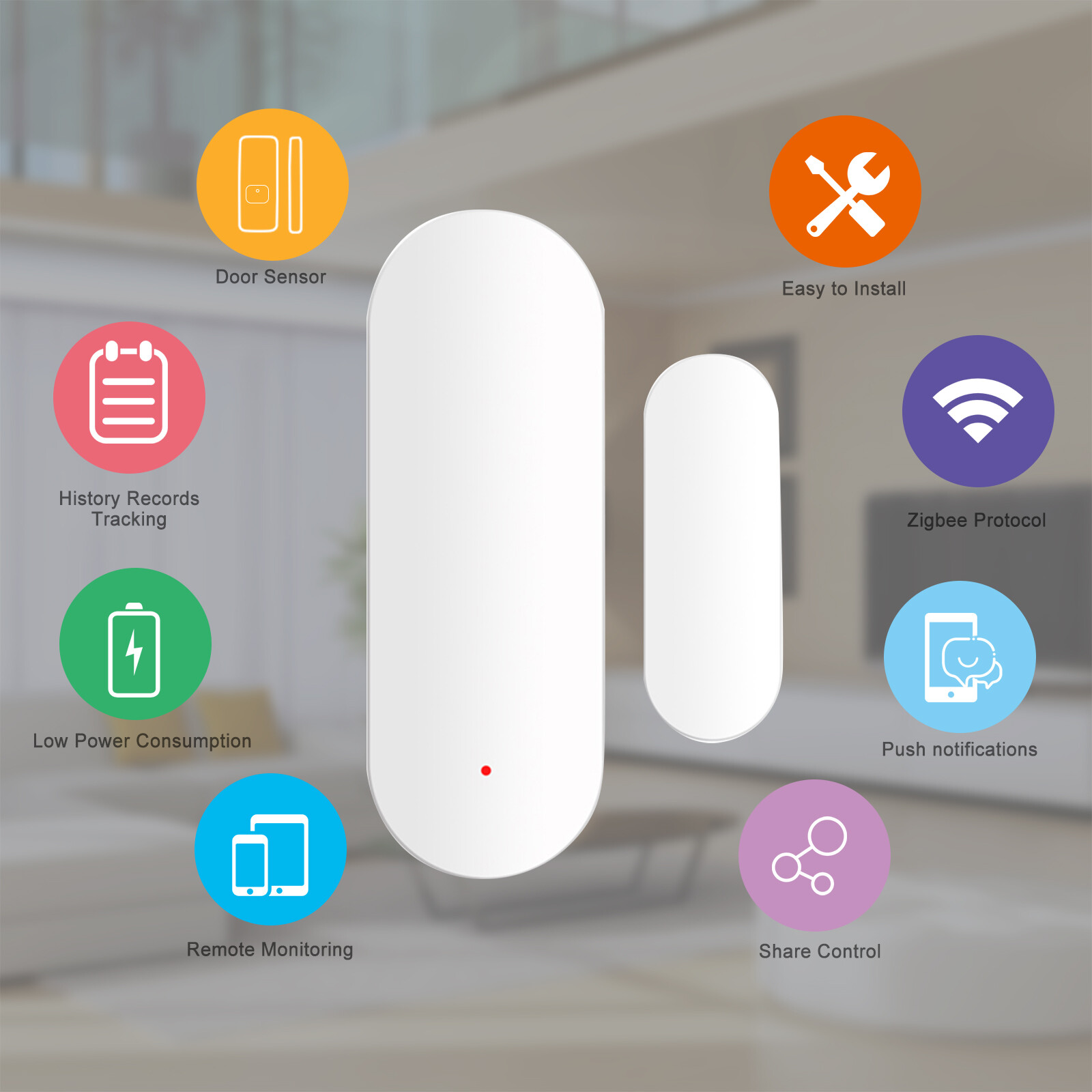Zigbee Smart Door Sensor Tuya APP Control Door Open / Closed Detector Magnetic Switch Window Sensor Smart Home Security Alarm
