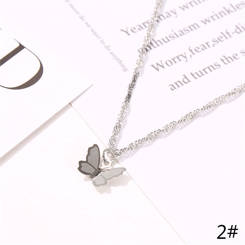 Cheap Mall Korean Delicate Butterfly Necklace Fashion Retro Collarbone Gold Silver Chain Personality Women Accessories Gifts