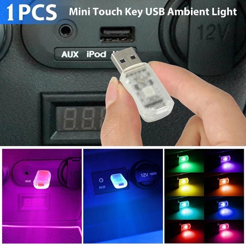 Portable USB LED Atmosphere Light Finger Touch Sensor Car Interior Light Colorful Auto PC Computer Decorative Night Light